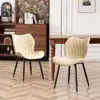 Upholstered Faux Leather Dining Chairs Set of 2 Modern Wing Back Kitchen Side Chairs Comfortable Heavy-Duty Metal Frame 2