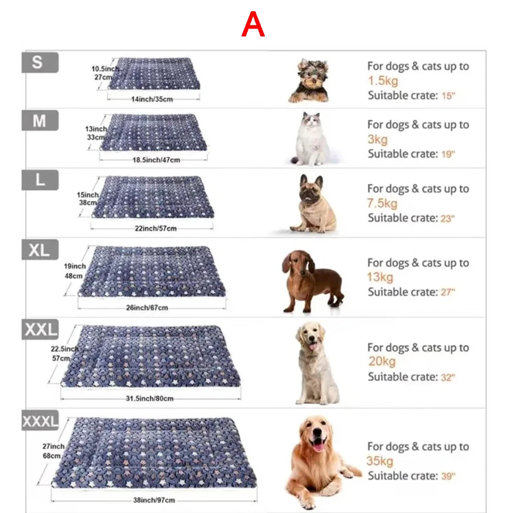 Pet Bed XS-3XL Warm Soft Pet Bed Mats Plush Pet Sleeping Mat For Dog Bed For Small Large Dogs Blanket Cat Warm Cat Mat Cushion