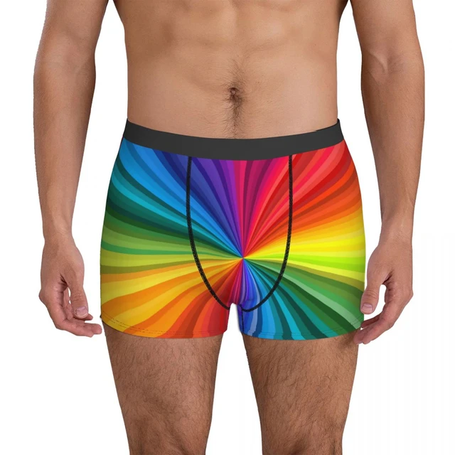 Colored Swirls Underwear Rainbow Print Male Underpants Printing Breathable  Trunk Hot Boxer Brief Plus Size - AliExpress