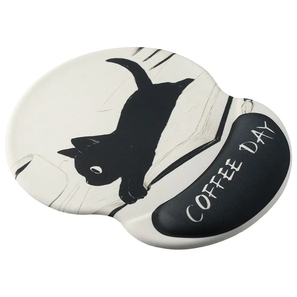Cute Cat Ergonomic Mouse Pad Black Gel Non-Slip Wrist Rest Pad with Wrist Rest Support, Typing and Pain Relief for Home Office