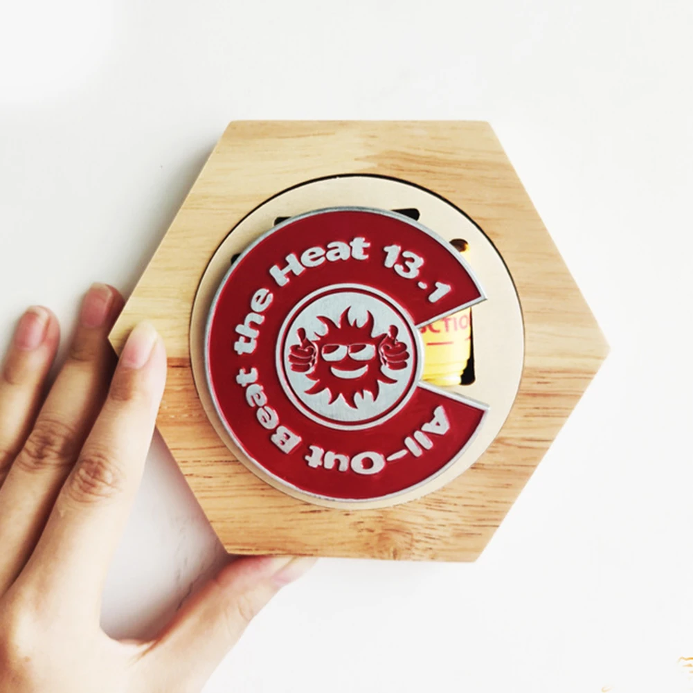 Medal Display Hanger Medal Holder Wall Mount Sturdy Race Medal Display Rack Easy To Install Wooden Hexagon Medals Storage Shelf