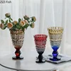 Goblet Shaped Transparent Glass Vase Desk Decoration Flower Arrangement Hydroponics Flower Pot Floral Vases Room Aesthetic Decor 1