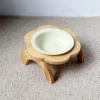Pet Ceramic Bowl/Stainless Steel Bowl and Wooden Bowl Stand Set, Cat Bowl with Slightly Tilted Stand, Cat and Dog Supplies 3