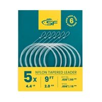 SF 6PCS Nylon Tapered Leader Fly Fishing Line with Pre-tied  Loop/ Welded Loop 7.5FT 9FT 12FT 0-7X 1