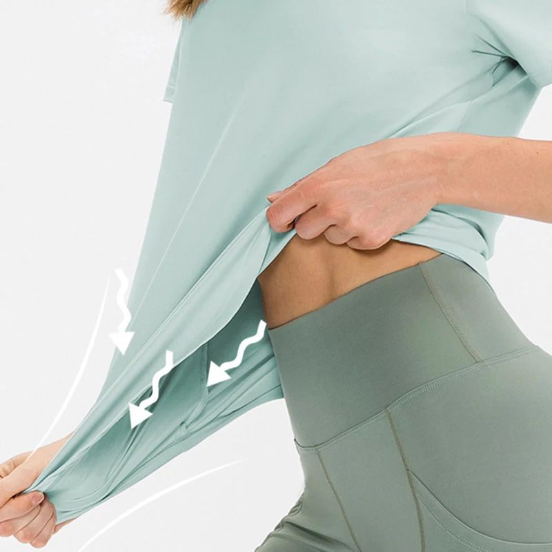 Summer Quick Dry Breathable Short Sleeve Running T Shirts Women Gym Fitness Loose Sport Yoga Tops Stretch Sportswear Customize sports t shirt yoga top yoga shirt sports shirt