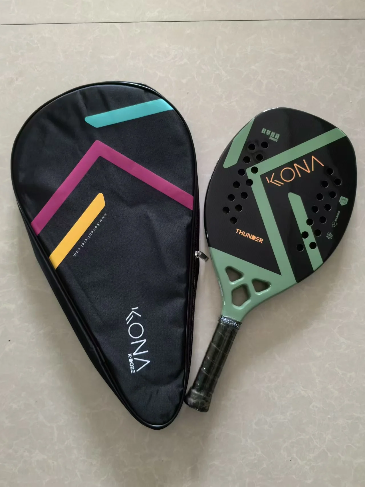 ビーチテニスラケットカーボンパドルラケット22 mm軽量カバーバッグ付ビーチカルチャー (ミントグリーン) ビーチテニスラケットカーボンパドルラケット22 mm軽量カバーバッグ付