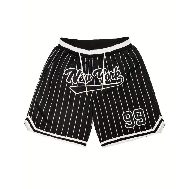 Men's New York Embroidered Basketball Shorts Summer Gyms Quick Dry Sport Shorts Fitness Exercise Beach Breathable Jogger