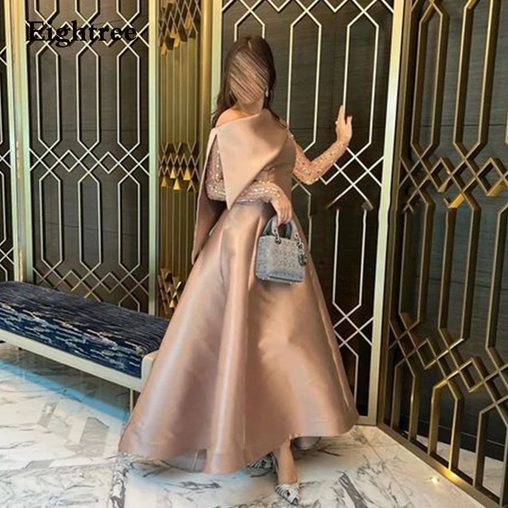 EightreeVintageEveningDressLongSleevesStainALineCrystal