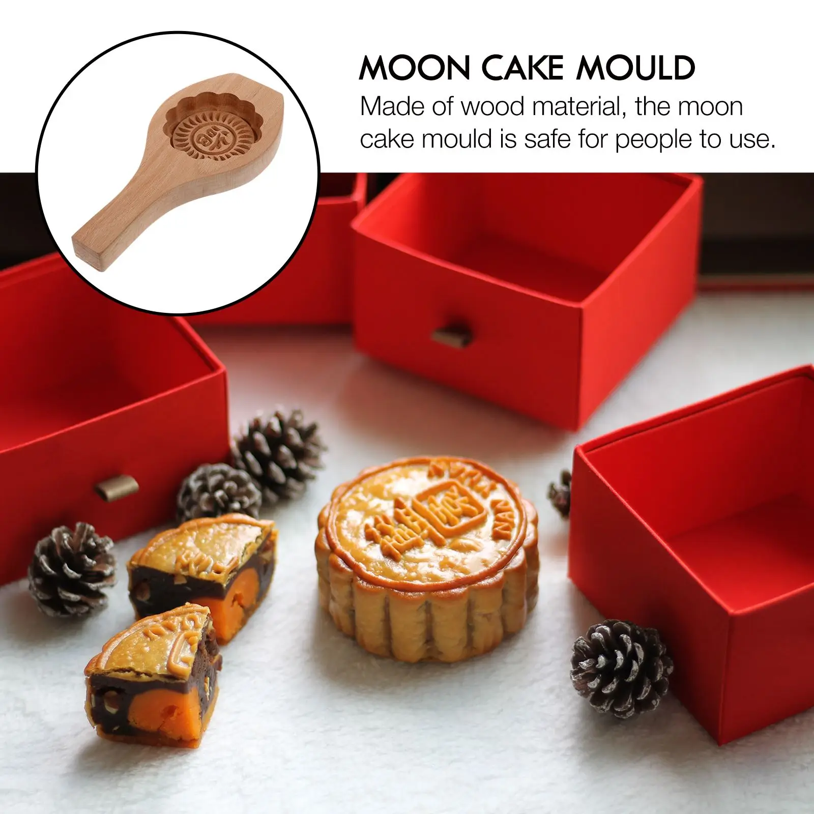 Moon Cake Mold Kitchen Gadgets Butter Cookies Style Utensil Wood Mould Decor Festival Pastry Mold Cake Decoration Baking Tools