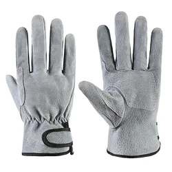 Breathable Unisex Leather Welding Gloves with Heat Insulation and Anti - Slip Grip (Grey)
