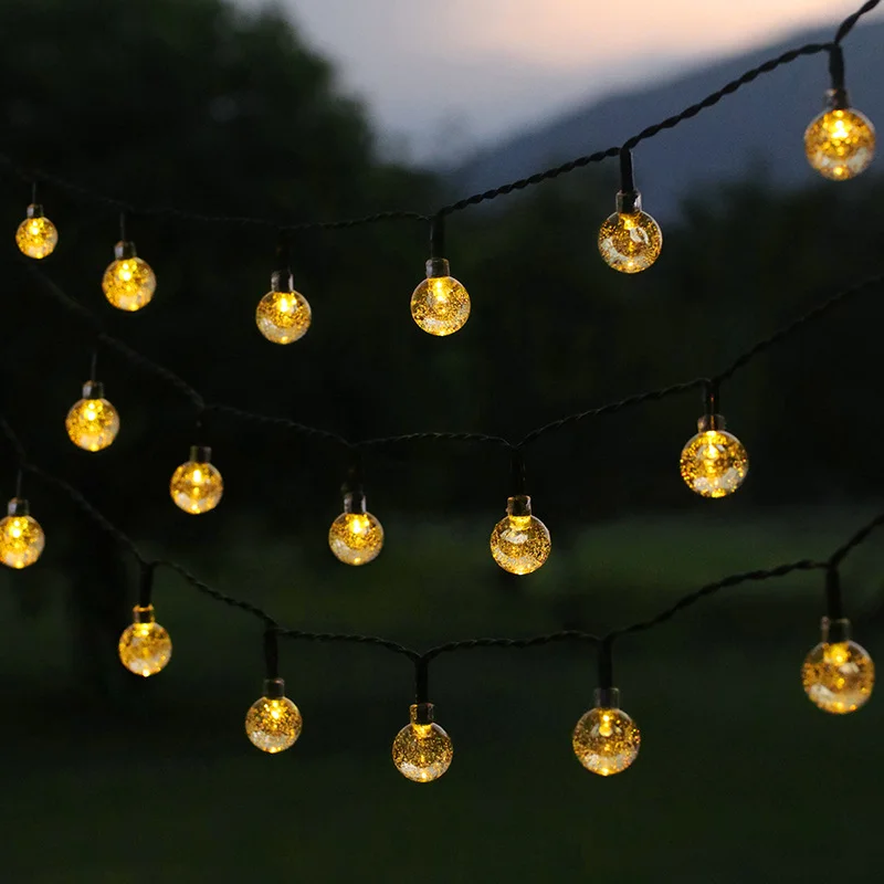 Solar Crystal Globe Ball Fairy Lamps 8 modes String Lights Outdoor Waterproof Solar Powered Patio Light For Garden Party Decor string lights led fairy lights