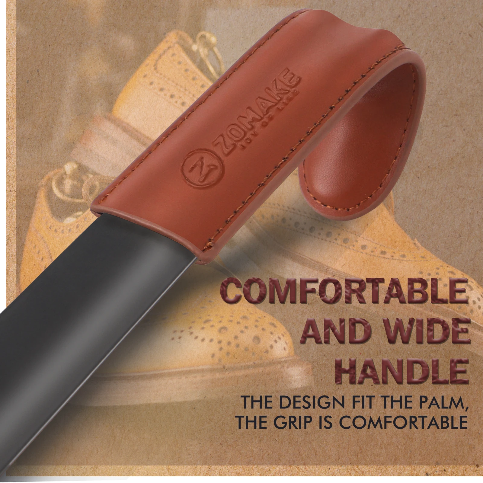 stainless steel Long Shoe Horn Leather Long Handle Metal Shoe