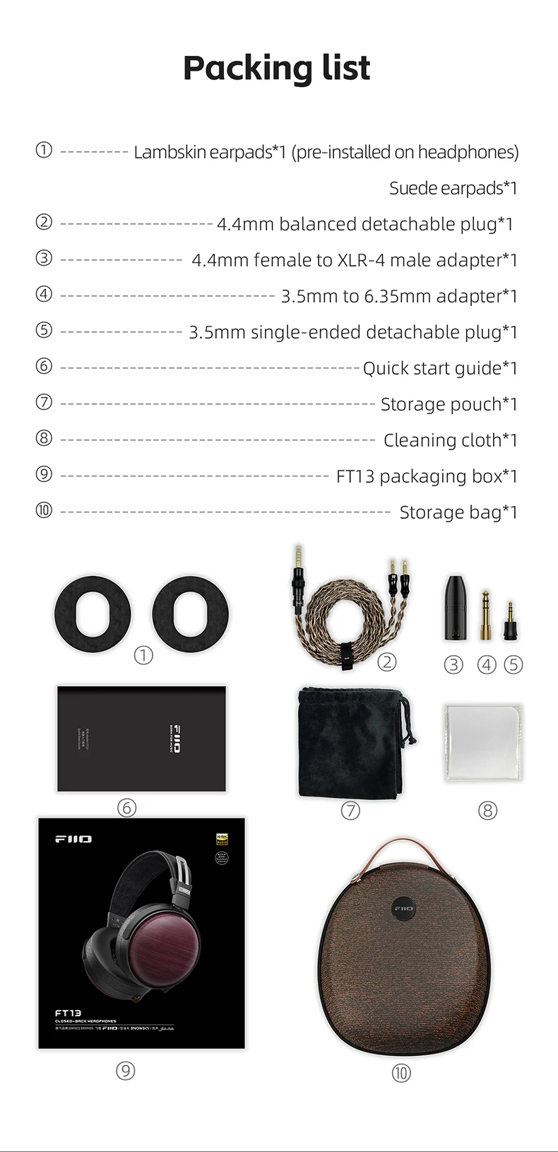 Fiio FT13 Closed-Back 32 Ohm Dynamic Kafaüstü Kulaklık (Black)