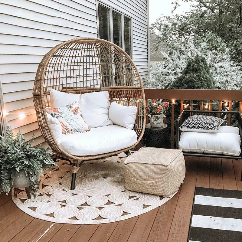 Lazy rattan chair round outdoor bird's nest sofa leisure small table and chair set furniture Resort