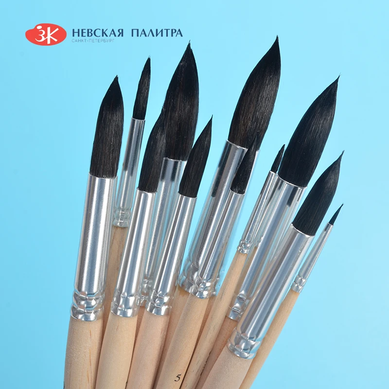 

White Night imitation Squirrel Hair Watercolor Brush Short Rod Solid Wood Watercolor Pen Gouache acrylic Painting Pen