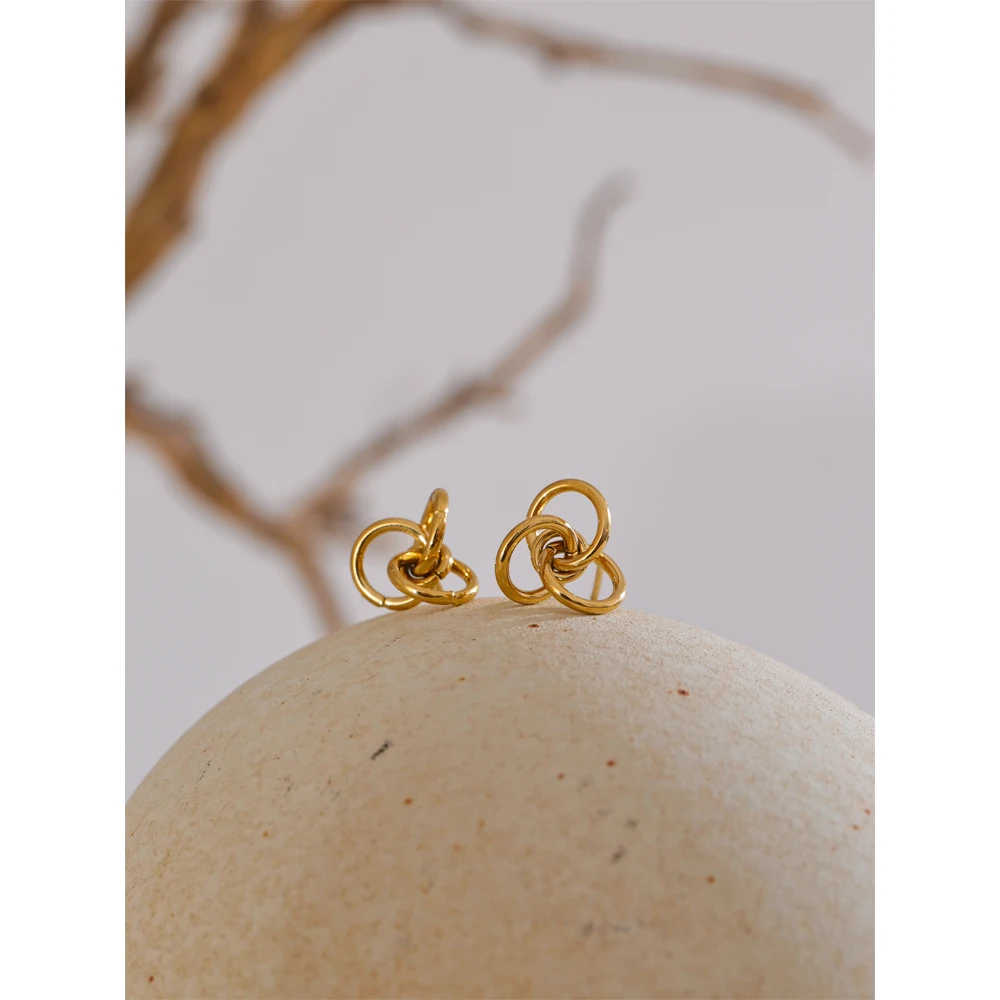 Yhpup Stud Earrings Stainless Steel PVD Plated