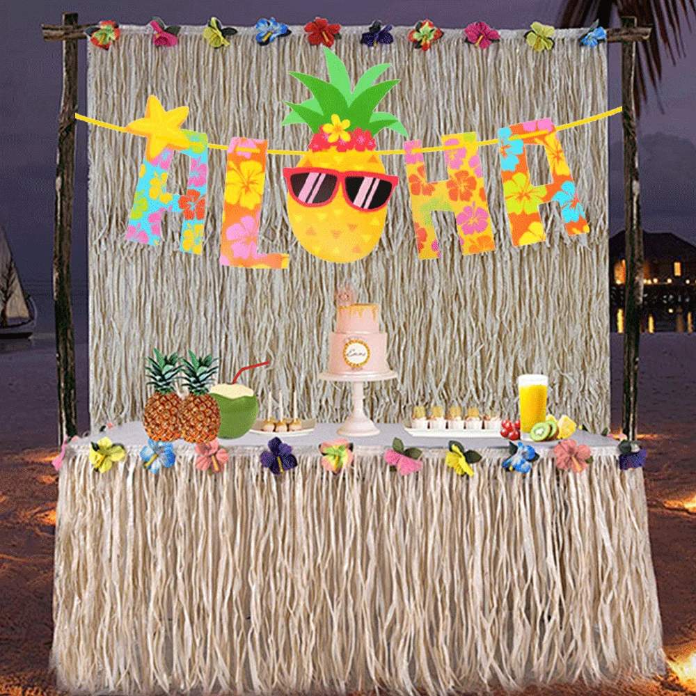 1Set Hawaiian Party Luau Aloha Party Flagbanner Ananas Bankett Meer Geburtstag Party Banner Sommer Tropische Party Dekoration