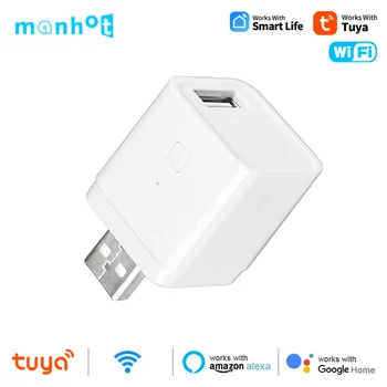Tuya WIFI สมาร์ทอะแดปเตอร์ Micro USB สวิตช์ปลั๊กอะแดปเตอร์ไฟ 5V ทํางานร่วมกับชีวิตอัจฉริยะ Alexa Google Home Voice Timing Control 1