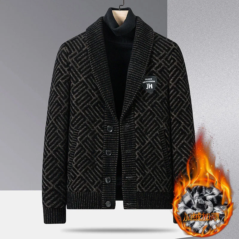 

Brand Winter Plaid Woolen Jackets Men Thickened Warm Lapel Wool Blends Windbreak Coat Casual Business Overcoat Men Clothing 2023