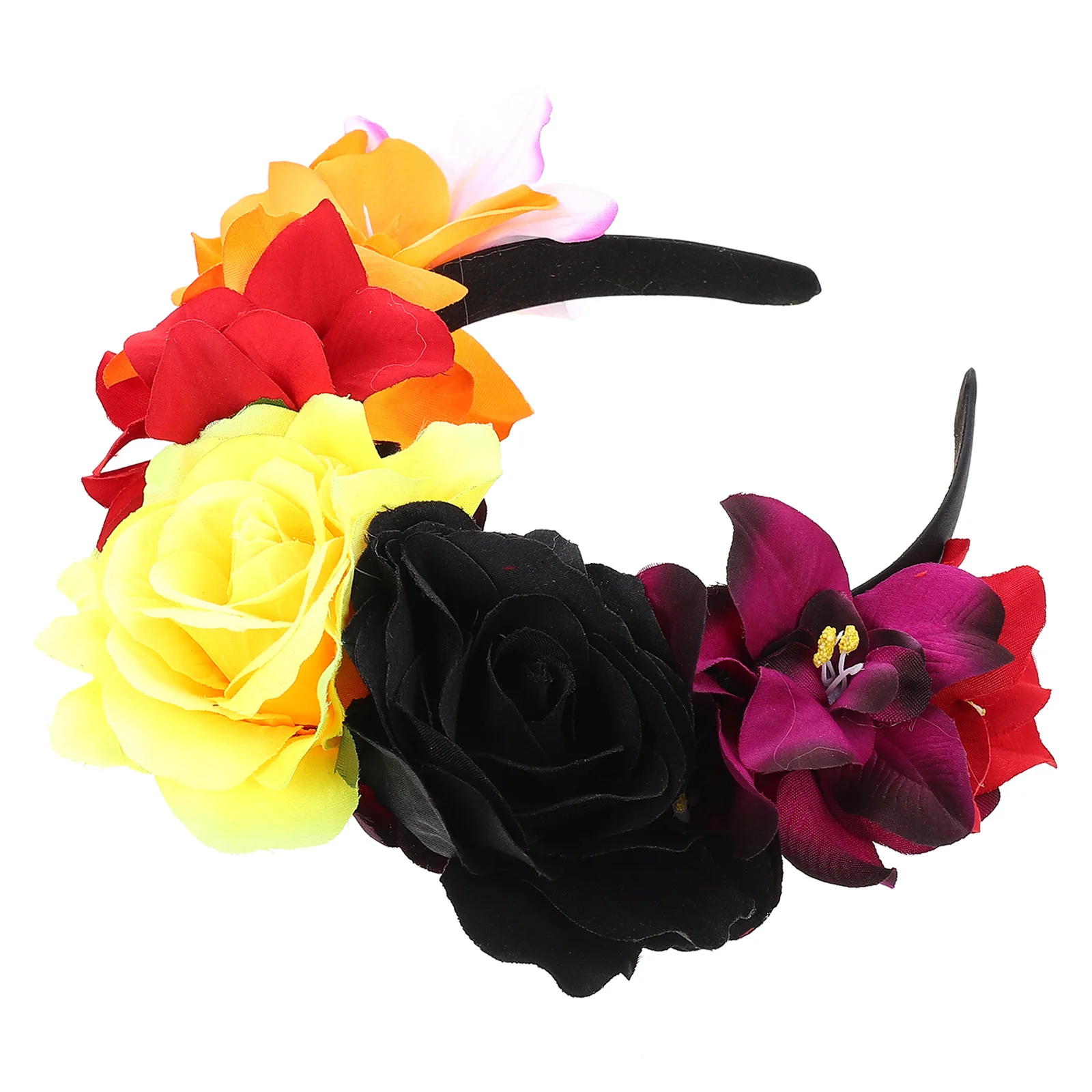 Rose Headband Tiara Party Headdress Stage Performance Roses Day of The Dead Fabric Prop Bride Halloween Vacation Flower 4 pcs ballpit balls cheerleading flower festival pom poms performance prop handle cheering pompoms reusable cheerleader