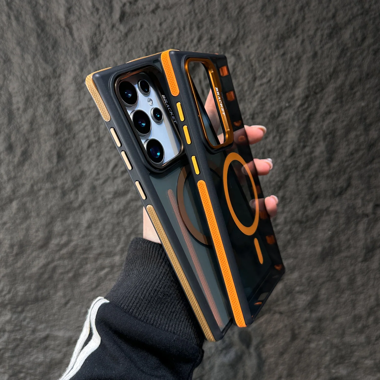 Luxury Clear Magnetic Shockproof Phone Case with Stand and Color Protection Back Cover
