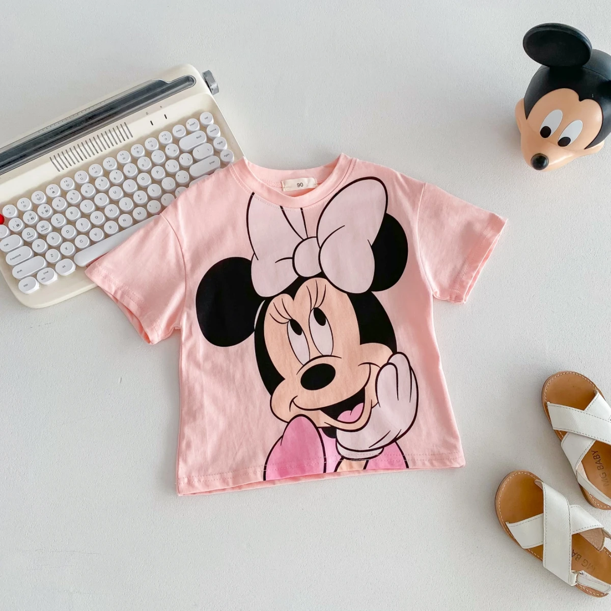 Cartoon Mickey T-shirt Summer Clothing Children's Wear Tops Tees Short Sleeve Boys T Shirts Girls Crewneck Tshirt Disney 1-6 Age 3