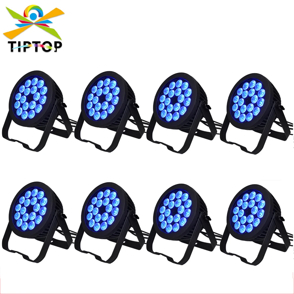 

Freeshipping 8 Pack 18x18W RGBWAP 6IN1 Waterproof Led Par Light 25 Degree Big Lens 6/10 Channels Dual Mode Outdoor Power DMX Con