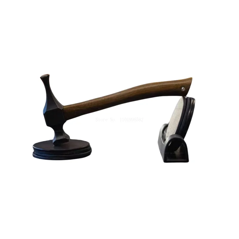 Martello Da Pellettiere In Nylon Con Testa Diritta E Manico In Legno, 100% Acciaio Inossidabile, Per Intaglio, Stampa E Cucitura Del Cuoio, Attrezzo Professionale Fai-da-te