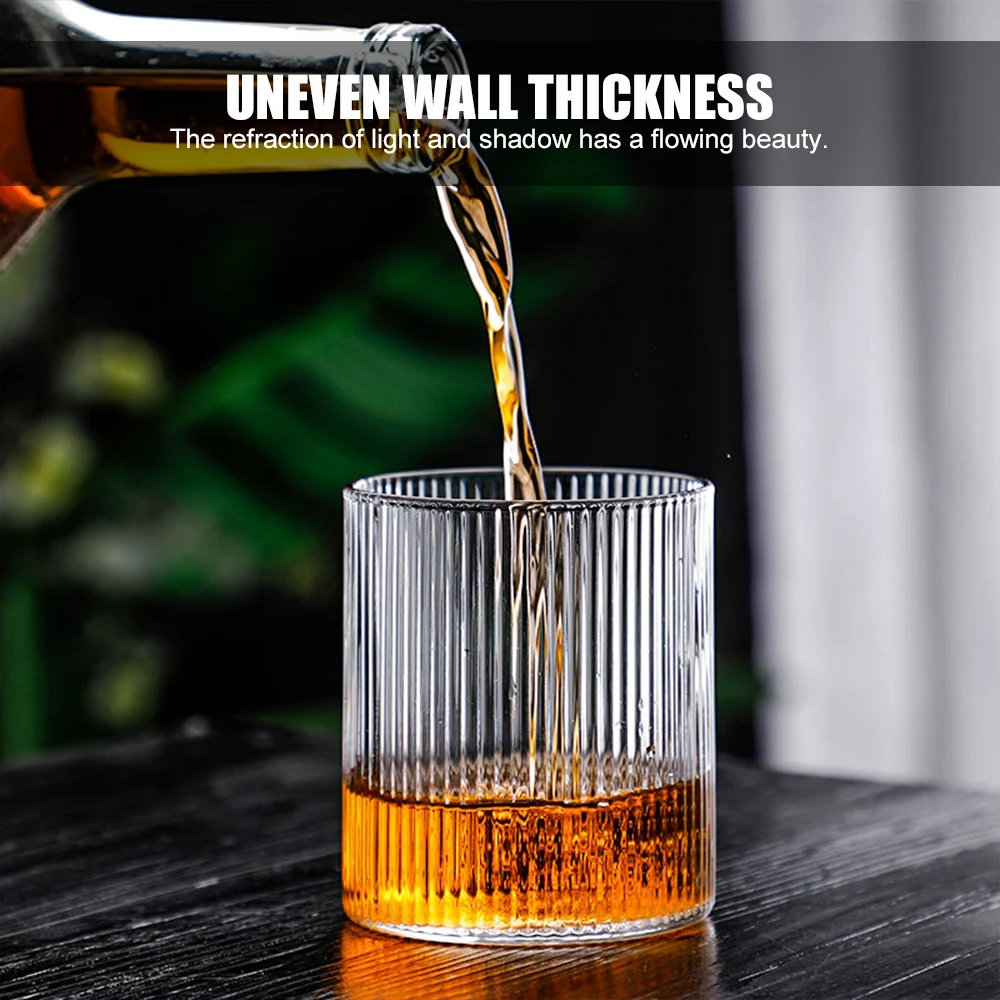 Description Picture 4 of itemGlass Cups Drinking Glasses 300ml Ribbed Glassware Iced Coffee Cup Bar Accessories for Beer Smoothie Whiskey Cocktail Glasses