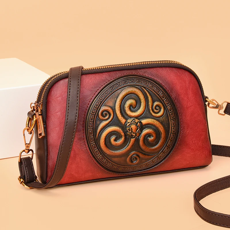 Retro Shoulder Bags for Women Small Bag Luxurious Designer Classic Double-layer Pocket 3D Embossed Diagonal Cross Bag Mom Purse - 5