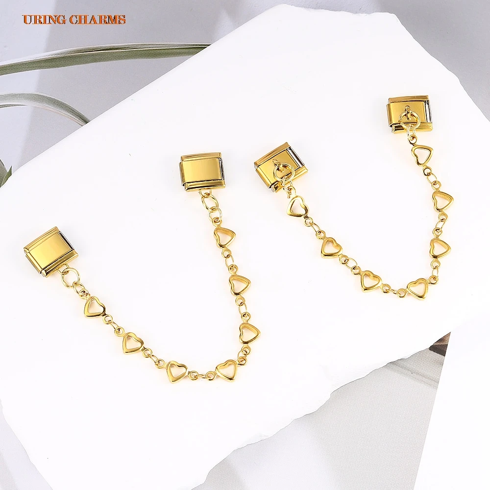 URING 16-Stil Herz-Hängekette, italienischer Charms-Link, passend für 9 mm Armbänder, Edelstahl, DIY-Herstellung von Perlen, Schmuck für Frauen – Detail 8