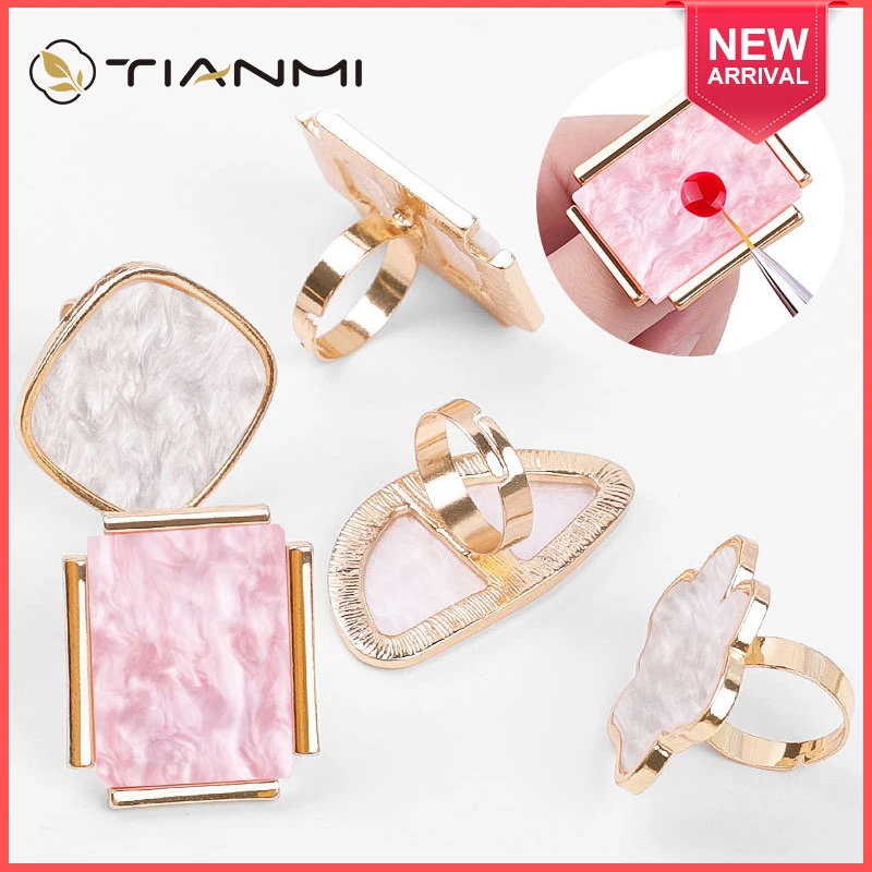 

TIANMI Imitation Shell Ring For Nail Palette Mini Nail Toning Tools Art Decoration Adjustable Resin Palette Nail Polish Template