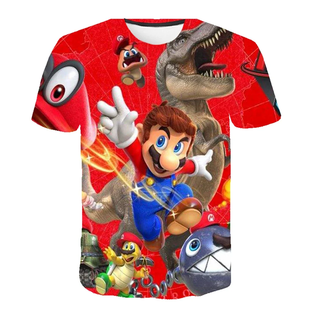 thumbnail image 1 of Camisetas de verano para niñas con dibujos animados de Marios, camisetas con estampado de anime Super Mario para niños, camisetas de manga corta de verano para niños, 1 of 5