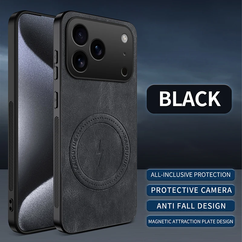 Luxurious Skin-Friendly PU Leather Magnetic Case with Shockproof Wireless Charging Capability
