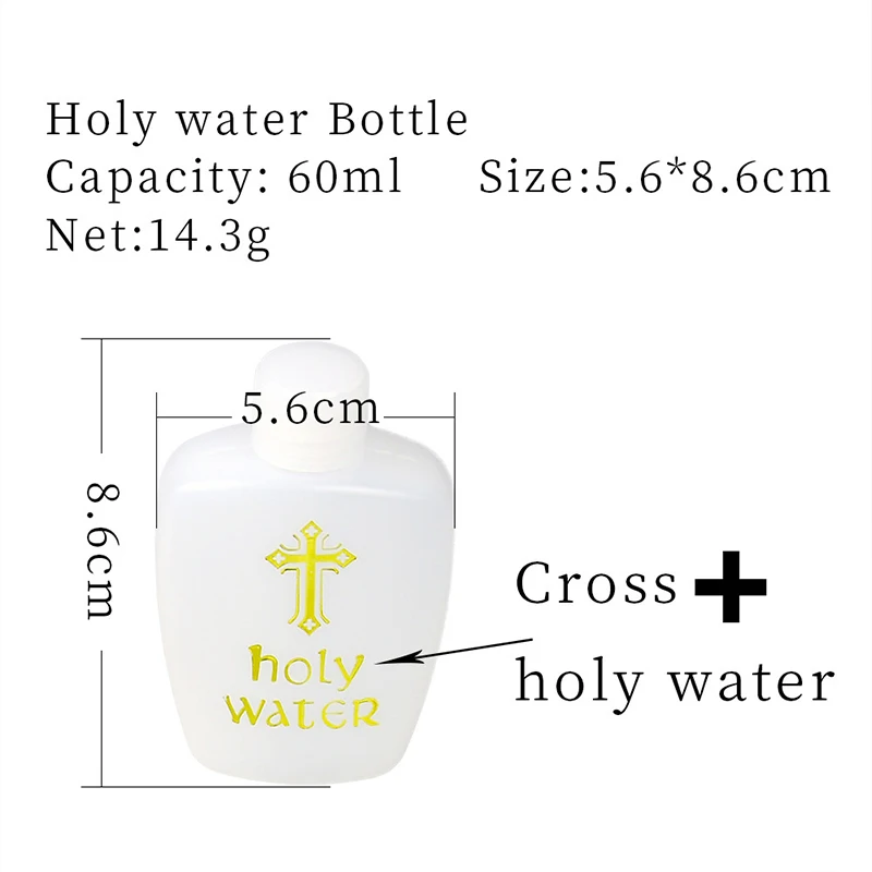 

250/60/100ml Refillable Holy Water Bottle Gold Cross Plastic Container With Screw Lid Christian Easter Party Church Supplies