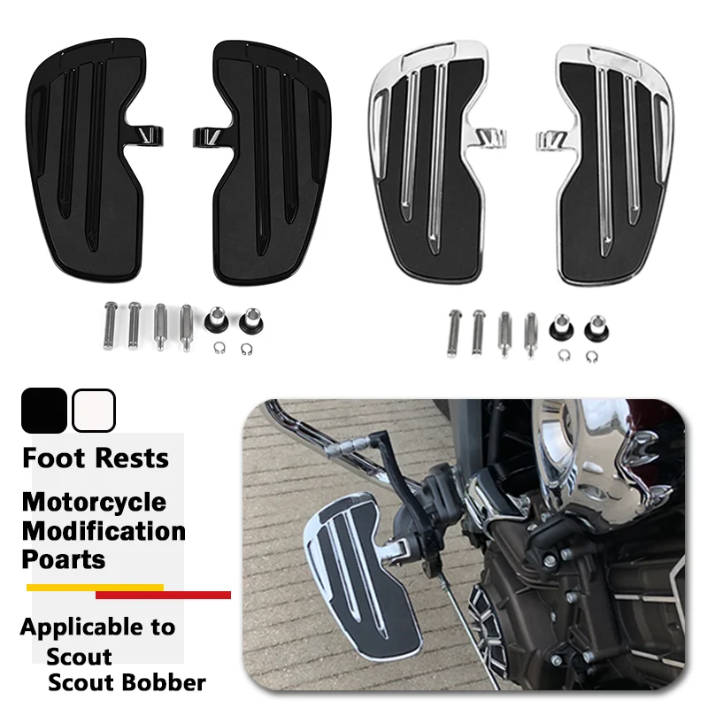 Motorcycle Foot Pedals Motorcycle Footrests Rider Floorboards Driver Passenger Footboard Front Rear Foot Rest Pedal Wide Footrest For Indian Scout Sixty Rogue Twenty Bobber