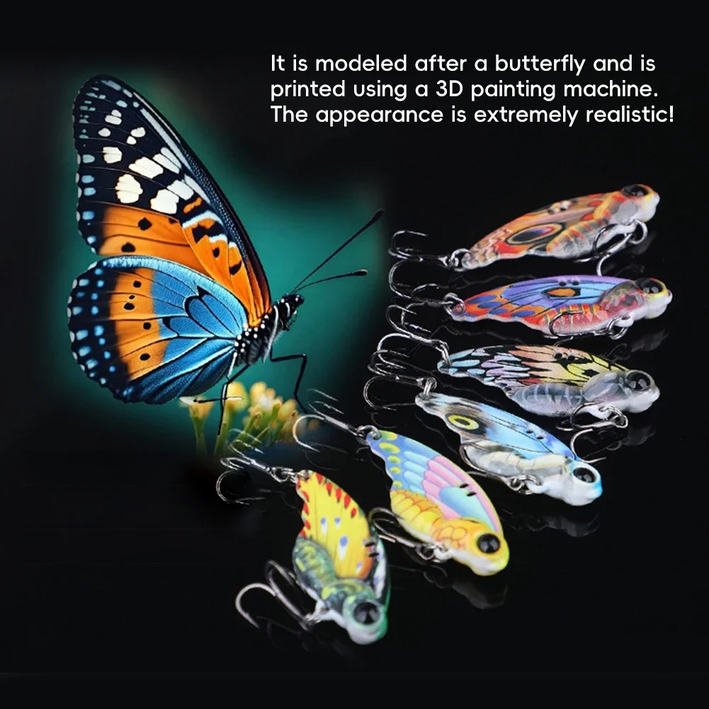 Bionic Butterfly Metal VIB Bait 8g/4.3cm 15g/5.5cm Vibration Spoon Baits Bass Fishing Lure Cicada Lure Vib Artificial Hard Lures