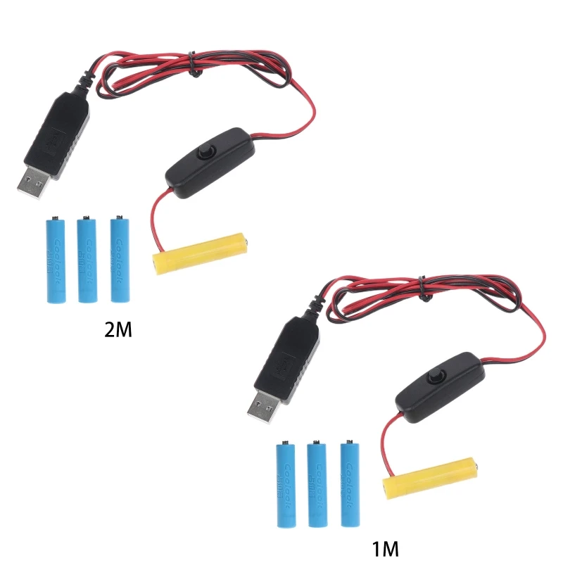 

4 AAA Battery Adapter USB Power Supply Cable Replace 4 AAA Batteries for Remotes Camera LED Strip