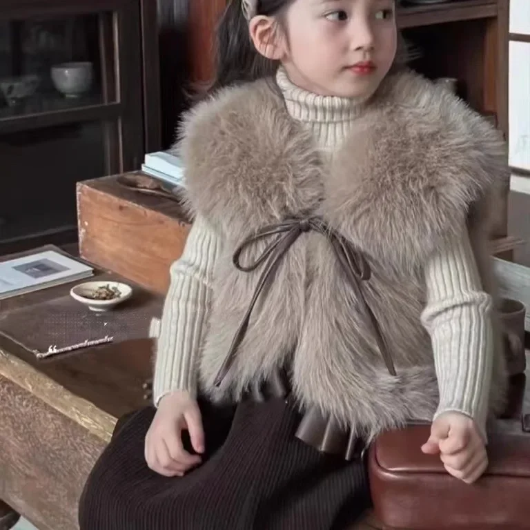 Baby Girl winter Dress Fur Stuff In Brown Color main image 0