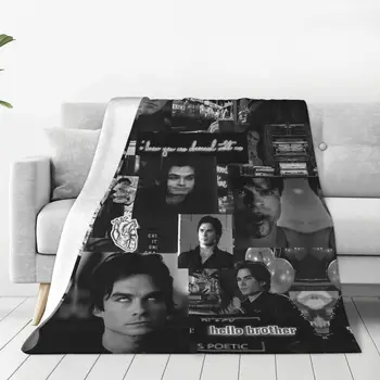 Damon Salvatore 뱀파이어 다이어리 담요, 사계절 벨벳 따뜻한 던지기 담요, 홈 오피스 플러시 얇은 이불