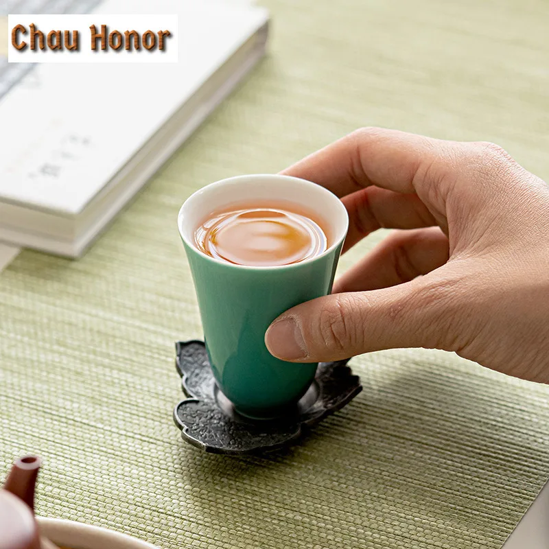 2pc/set Retro Kallaite Glaze Ceramic Tea Cup Chinese Tea Sample High Cup Smelling Cup Small Single Kung Fu Tea Master Cups 40ml
