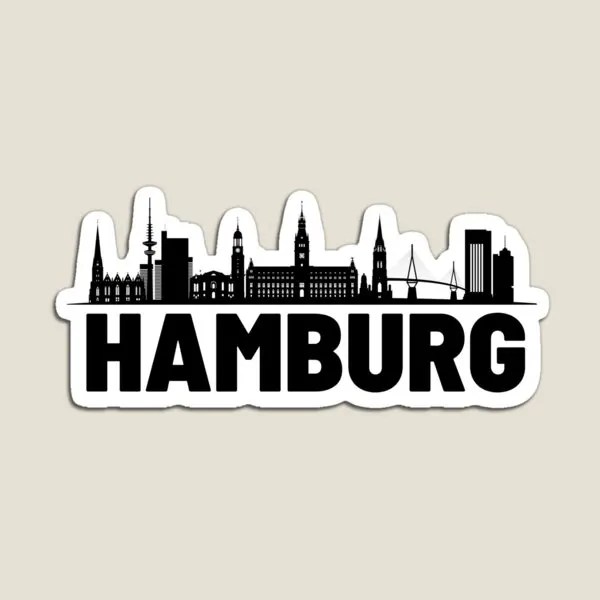 Hamburg City Silhouette Illustation Magnet Kids Baby Stickers Toy Home Colorful Funny Refrigerator Children