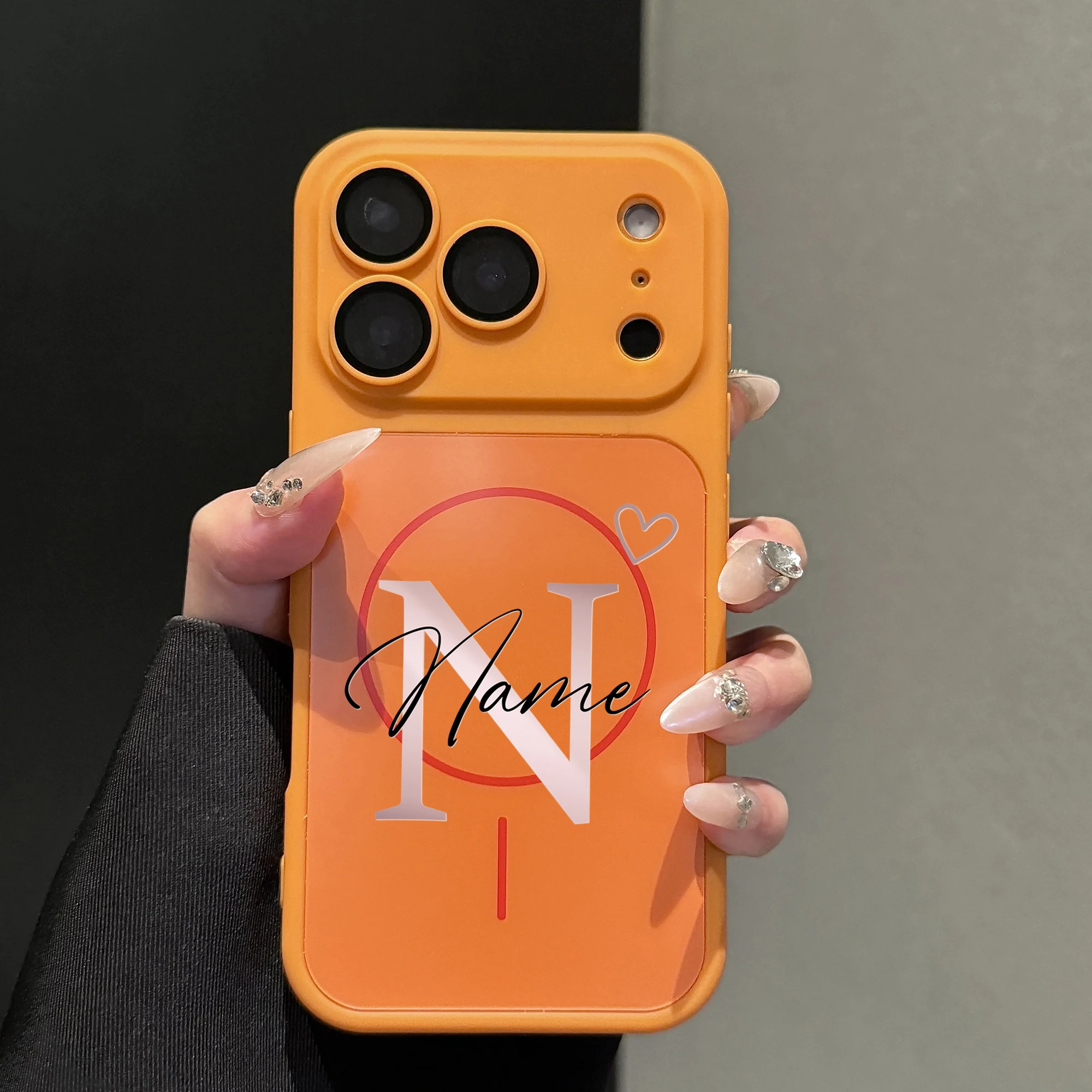 Personalized Custom Name Big Letter with Heart Luxury Phone Case thumbnail 1