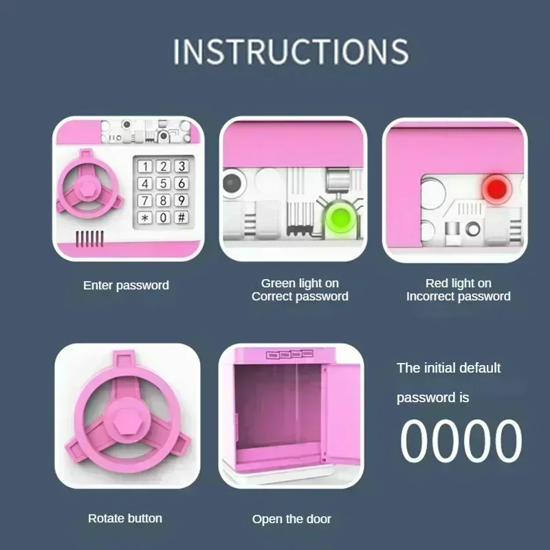 Electronic Piggy Bank Automatic Mini Safe Coins Cash Saving Money Box Password Counter Code Key Lock Coin Bank ATM Child Gift electronic piggy bank piggy bank coin bank