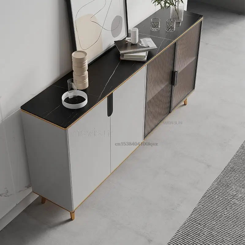 Italian Light Luxury Rock Board Storage Sideboard Hall Entrance Cabinet Modern Living Room Wine Cabinet Household Furniture
