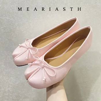 Spring Summer Microfiber Leather Split Toe Women Pumps Fashion bowknot Designer Low Heeled Tabi Soft Soles Loafers Casual Shoes 1