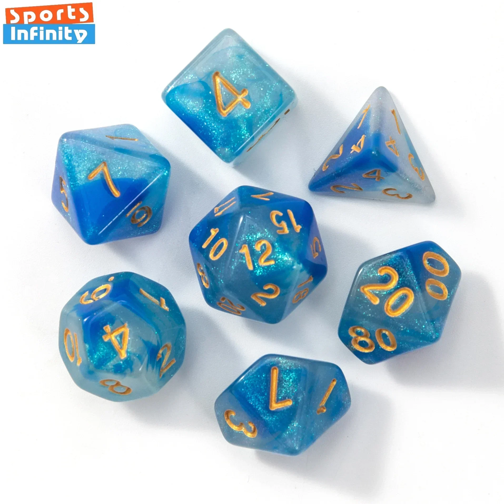 Dual Color Multi Sided Number Dice 7pcs/set for TRPG TPG Cthulhu COC Running Team Table Board Game Dnd Dice Set Polyhedral game dice dice set acrylic dice