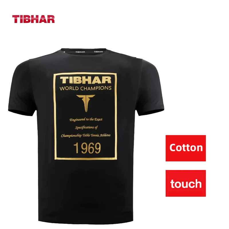 Tibhar 1969 Men Women Ping Pong Short Sleeve T-shirt Sportswear Top Table Tennis Shirts