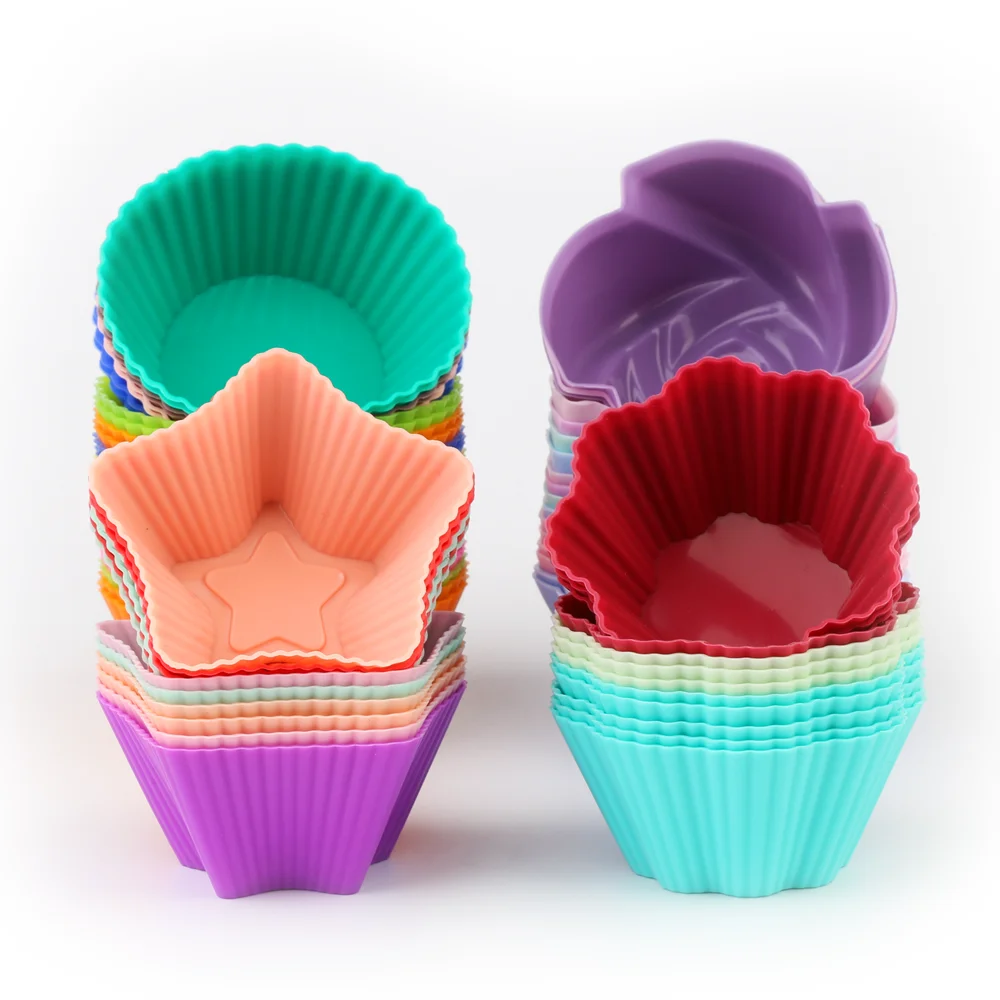 Moule Muffins Silicone, 12Pcs Moule A Muffin Silicone Réutilisables