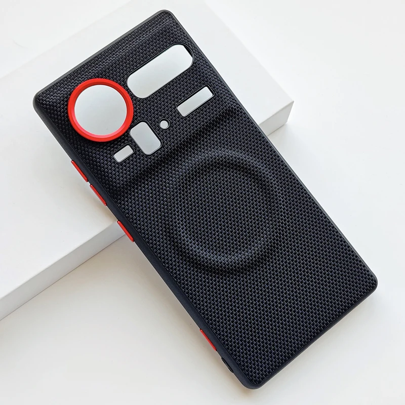 ELVEV Magnetic Luxury Weave PU Leather Anti-Fall Phone Case with Wireless Charging Compatibility